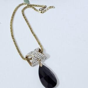 3/$15 Black Teardrop Rhinestone Necklace